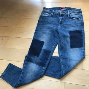 patchwork skinny jeans womens